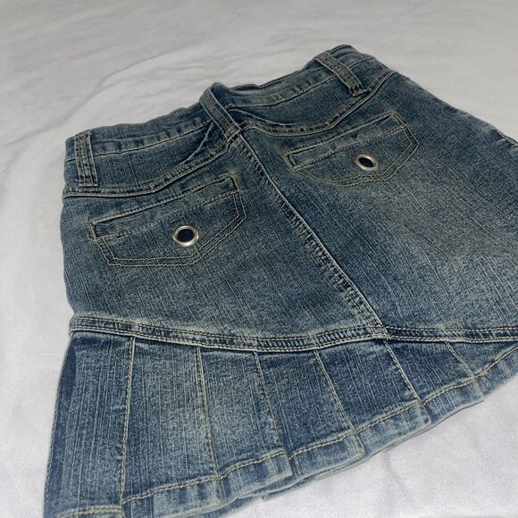 Y2K Vanilla Star Micro Mini Denim Skirt Pleated Juniors Sz 1 - Picture 7 of 10